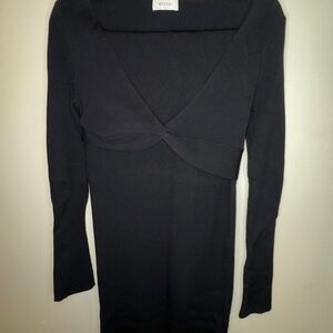 Meshki Black V-Neck Long Sleeve Top